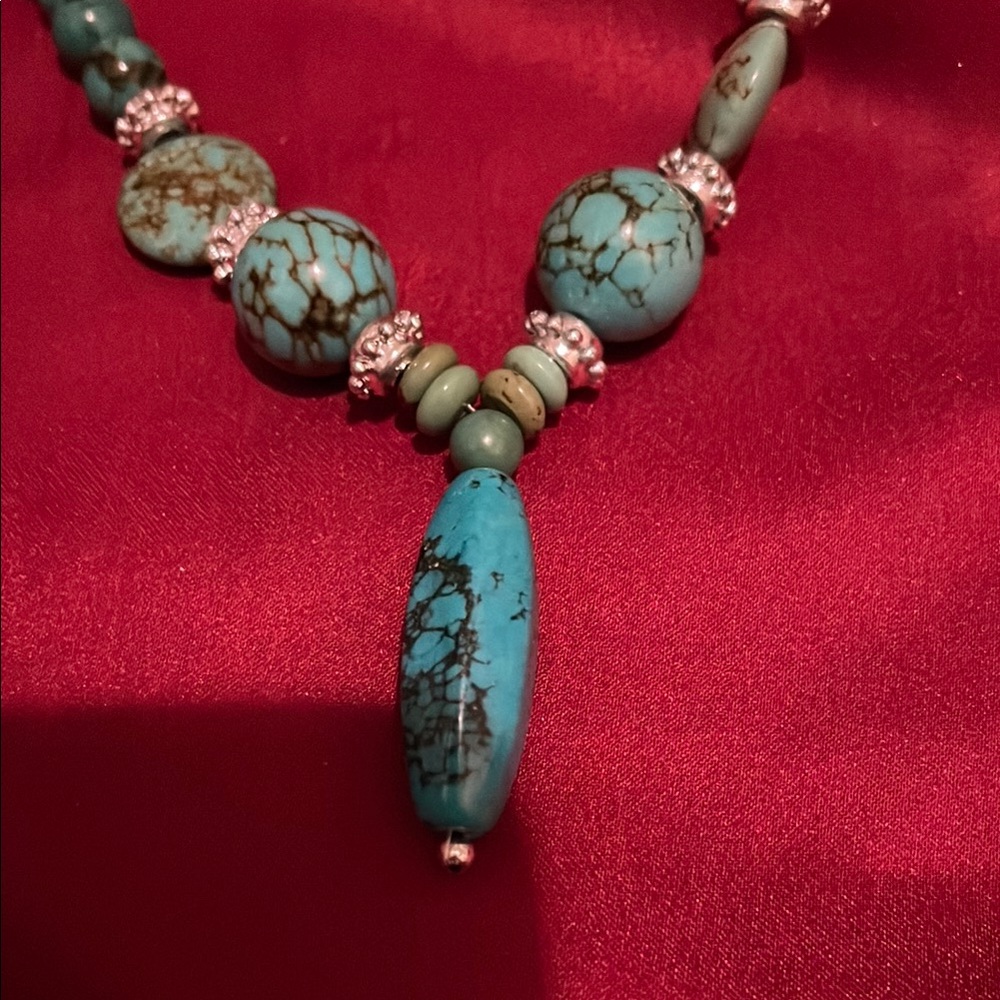Fashion Jewelry Blue and Black Necklace with Turquoise Accents - Picture 2 of 5